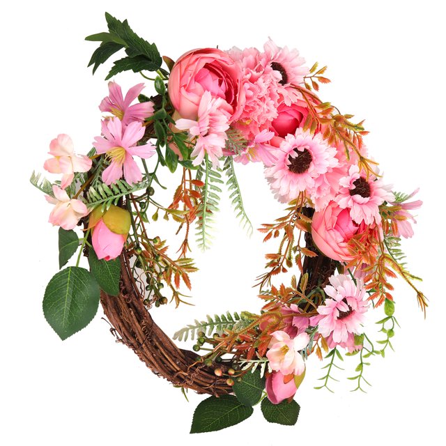 Corona De Flores, Corona De Puerta Segura E Insípida, Coronas Decorativas Para Casas, Vallas, Jardines ANGGREK GA3115
