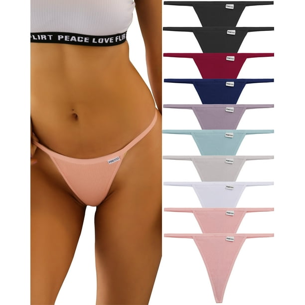 FINETOO G-String Thongs for Women Cotton Panties Stretch T-back
