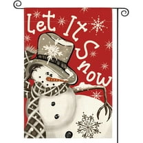 SM-XLHN Let It Snow Snowflake Snowman Christmas House Flag 28x40 Inch Double Sided, Black Winter Holiday Yard Outdoor Decorative Flag