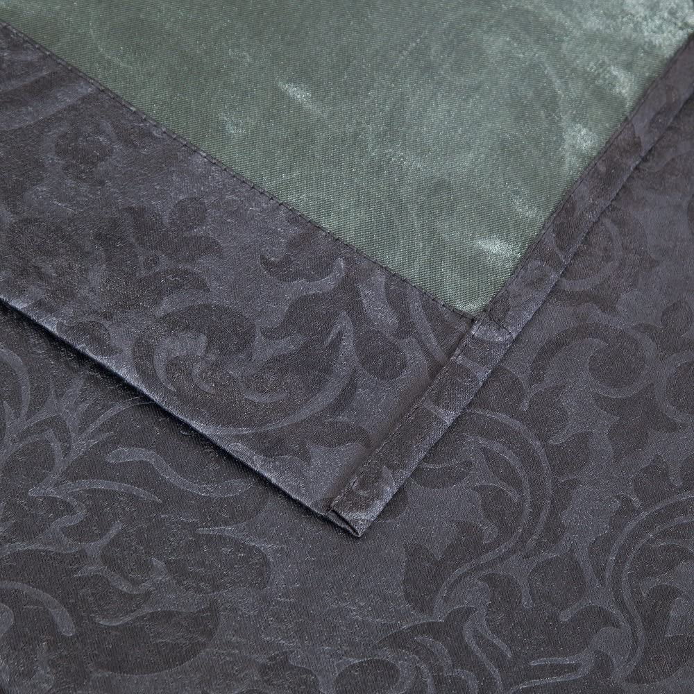 WARM HOME DESIGNS 1 Pair (2 Panels) of Black Charcoal Blackout Curtains with Embossed Textured Damask Flower Pattern. EV CHAR 2x54x63