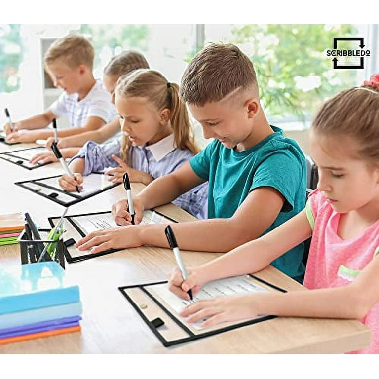 Mr. Pen- Dry Erase Pockets, 6 Pack, 10.2 x 14 Inches, Black