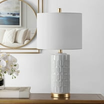 SAFAVIEH Phoenix 25 in. Geometric Ceramic Table Lamp, White