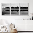 thumbnail image 2 of IDEA4WALL Framed Canvas Wall Art Forest with Lake Reflection Landscape Wilderness Watercolor Minimalism Modern Relax/Calm Black and White for Living Room, Bedroom, Office, 2 of 5
