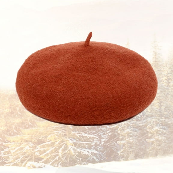 KONTONTY Berets for Women Round Beret Hat All Match Brown 1Pcs for Woman