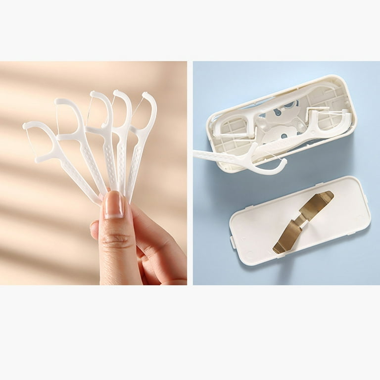 SDJMa Floss Pick Holder with 12 Count Floss Sticks, Portable Floss  Dispenser, Dental Floss Case Easy Storage Refillable Flossing Toothpick  Container