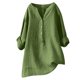 thumbnail image 2 of Blusa de lino y algodón con mangas 3/4 largas y botones para mujer, 2 of 8