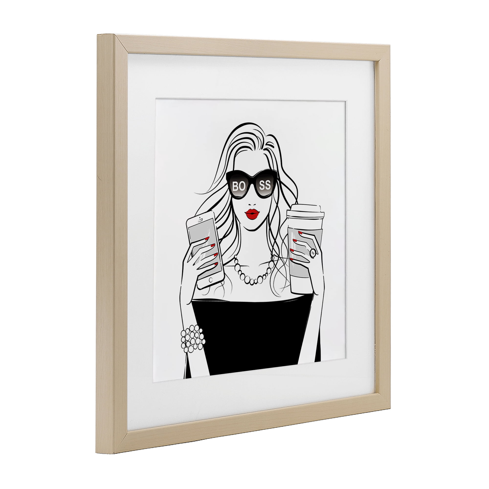Stupell Industries Chic Boss Morning Coffee Moment Birch Framed Print Under Glass, design by Martina Pavlova