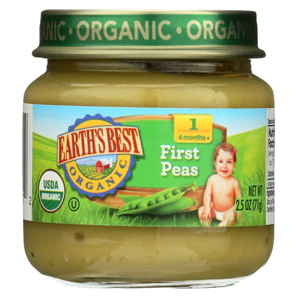Earth's Best Organic Stage 1, First Peas Baby Food, 2.5 oz. Jar