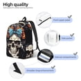 thumbnail image 4 of Lsque Bow Flower Skull Pattern Canvas Daypack, Durable Backpack, High-quality Versatile Backpack,Vintage Compact Backpack-Small, 4 of 6