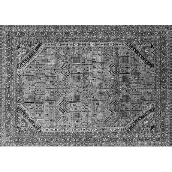 Ahgly Company Indoor Rectangle Oriental Gray Industrial Area Rugs, 6' x 9'