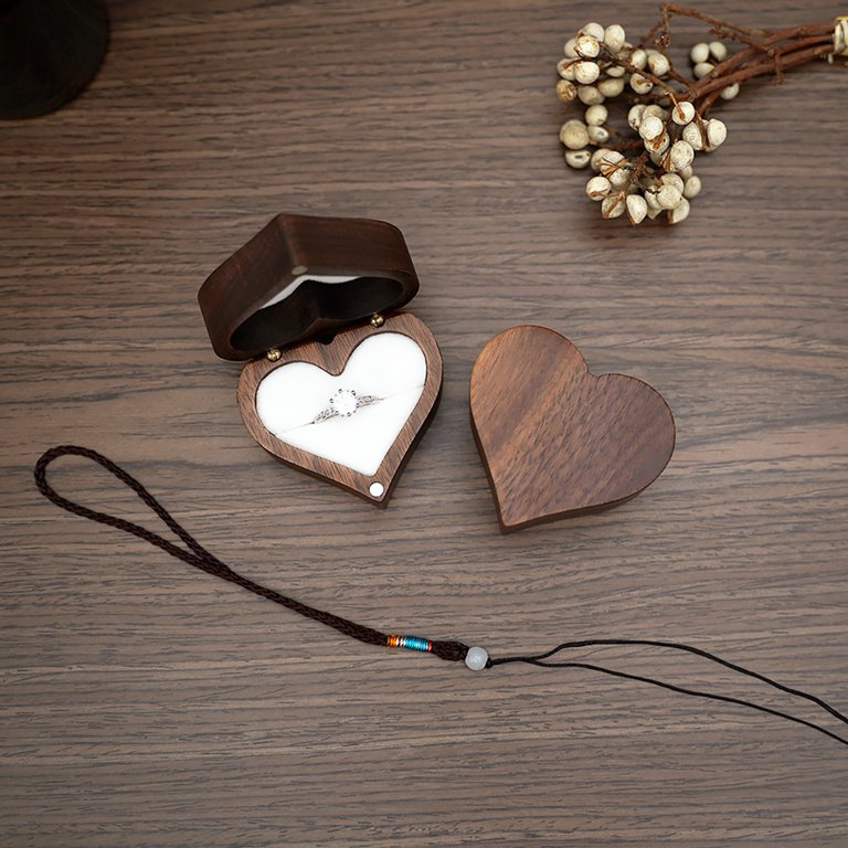  Strova Heart Shaped Wooden Ring Box for Wedding Rings