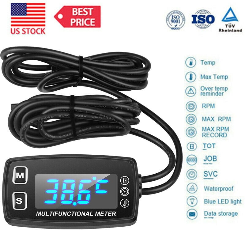 Amerteer RLHM035LT Digital Engine Tach Hour Meter Tachometer Coolant