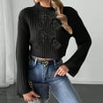 thumbnail image 2 of Bixock Women Fall and Winter Top,Women Sweater,Women's Comfortable Stand Neck Long Sleeved Bow Patchwork Sleeve Casual Sweater, 2 of 5