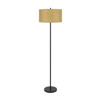 Cal Lighting 100 Watt Octavia Black Metal Pole Lamp with Kraft Shade