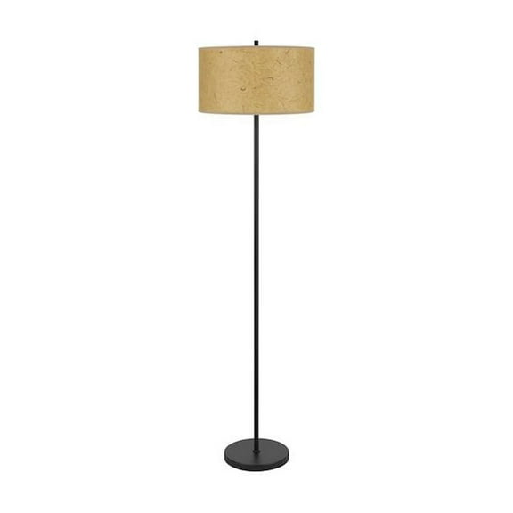 Cal Lighting 100 Watt Octavia Black Metal Pole Lamp with Kraft Shade