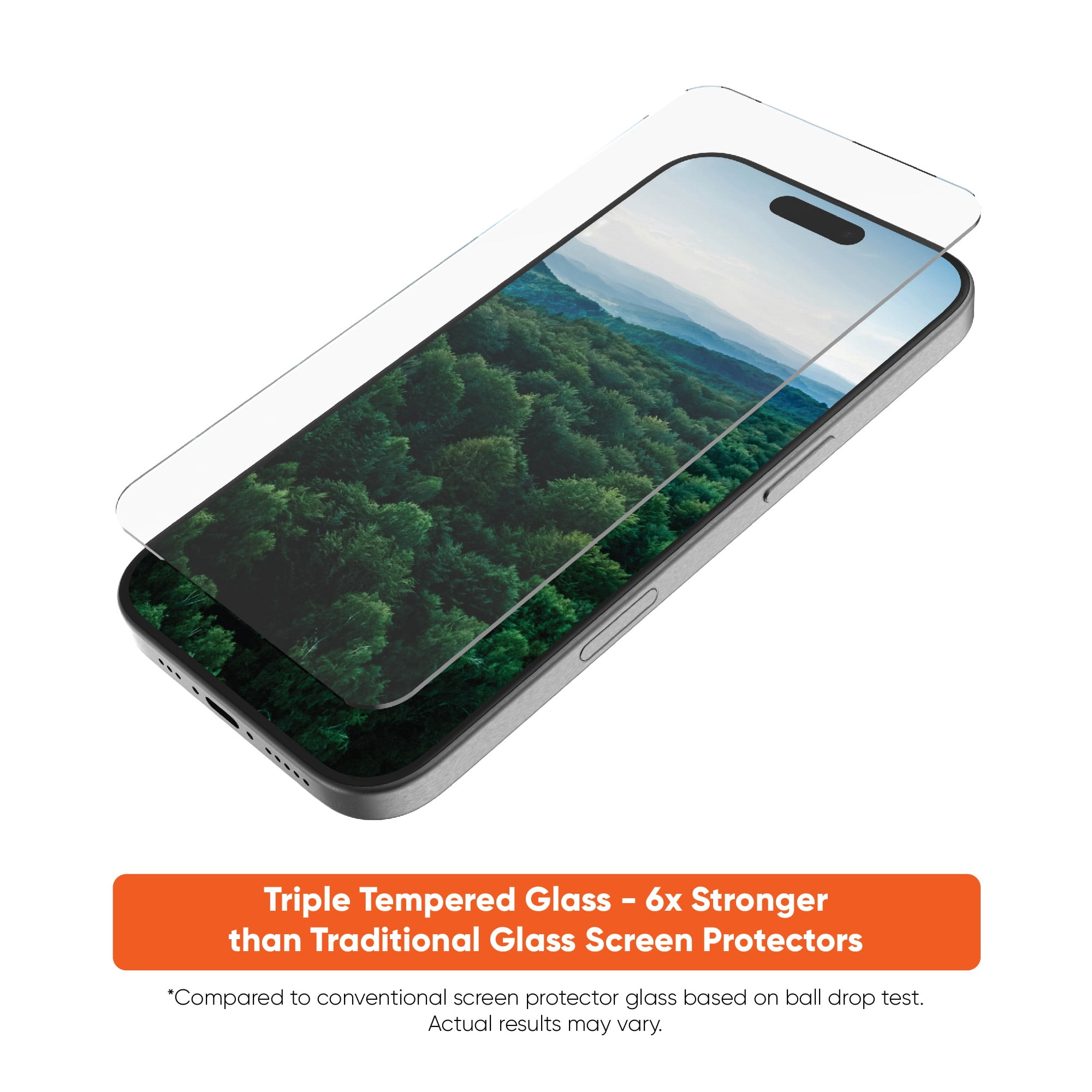 onn. DefenseTech Glass Screen Protector with Blue Light Filtering for iPhone 16 Pro