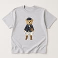 thumbnail image 4 of Preppy Teddy Bear Graphic T-Shirt Women's Unisex Cotton Crewneck Tee Retro Bear Print Short Sleeve, 4 of 9