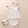 thumbnail image 4 of ibuvkizy Girls Summer Dresses Baby Princess Dress Toddler Kids Girls Flowers Print Pattern Outfit Bow Three-piece Toddler Birthday Party Gown Kids Cute, 4 of 4