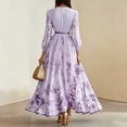 thumbnail image 5 of HBYJLZYG Women's Floral Maxi Dress, V-Neck Pleated Waist Long Sleeve with Tie Belt, Elegant Flowy A-Line Formal Party Vacation Wear for Women, 5 of 5