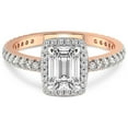 thumbnail image 3 of 1 Carat IGI Certified Emerald Shape Lab Grown Diamond Engagement Ring | 14K Rose Gold |Klarissa Halo Diamond Eternity Diamond Ring | FG-VS1-VS2 Quality Friendly Diamonds, 3 of 4