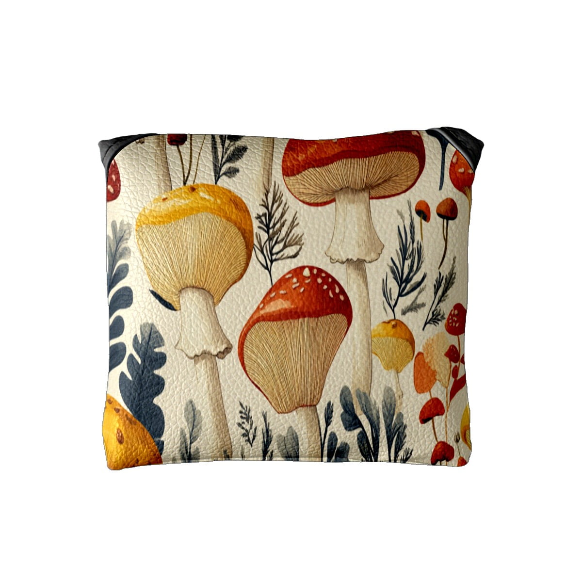 Golf Mallet Putter Cover Premium Leather Golf Putter Head Cover with Magnetic Closure Golf Cover for Men and Women Red-orange Mushrooms