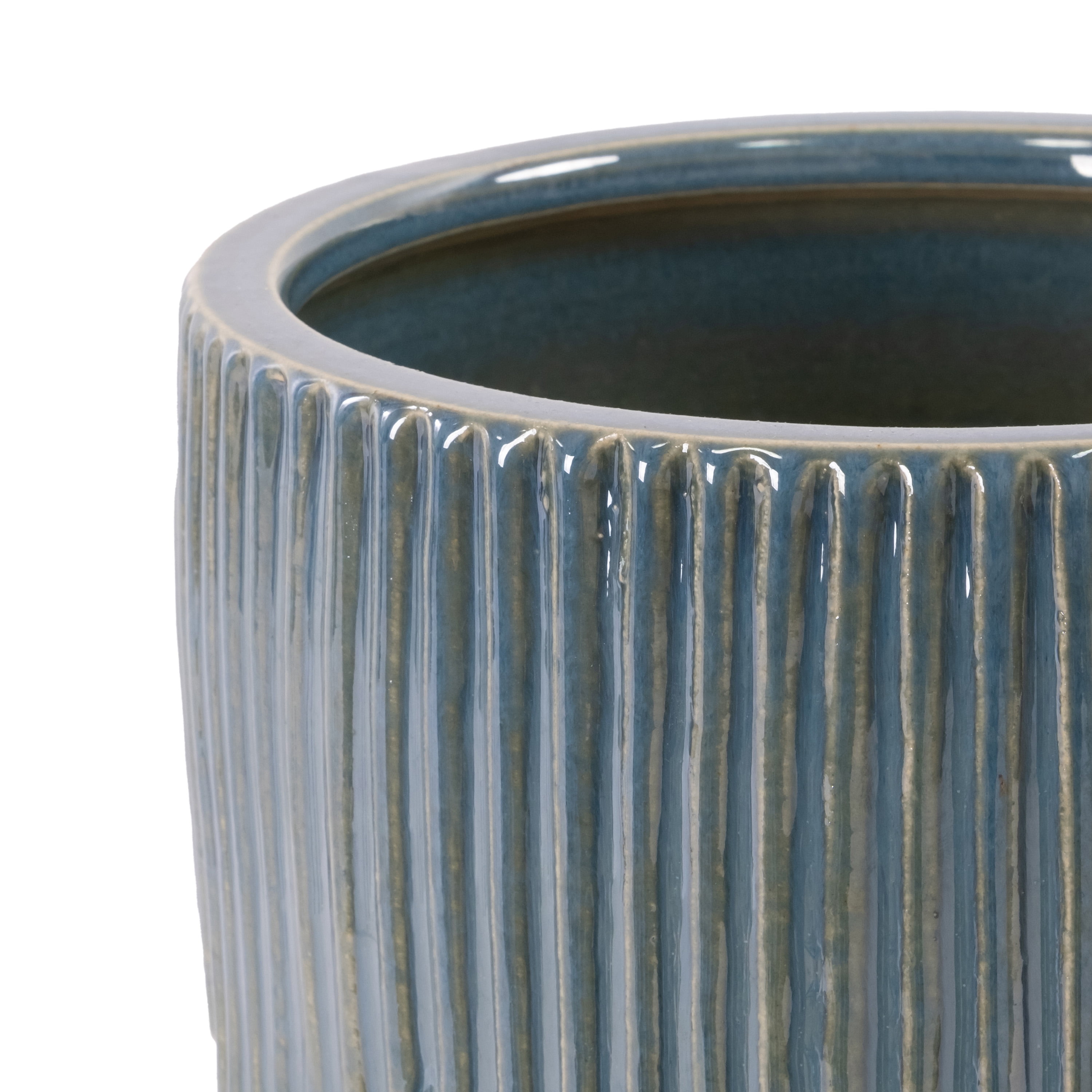 Beautiful 8" Soft Teal Pill Debossed Ceramic Planter by Drew Barrymore