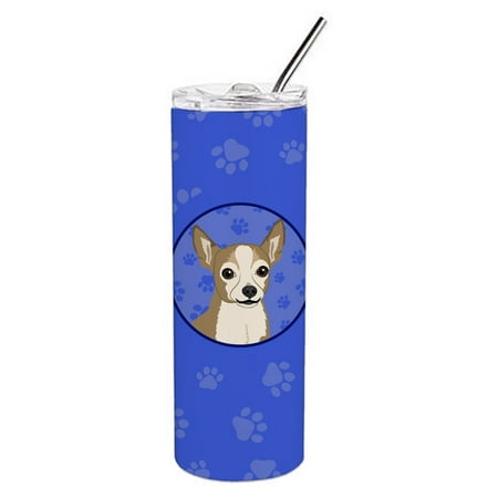 

Caroline s Treasures WDK1032TBL20 Chihuahua Silver and Tan Stainless Steel 20 oz Skinny Tumbler Blue 20 oz