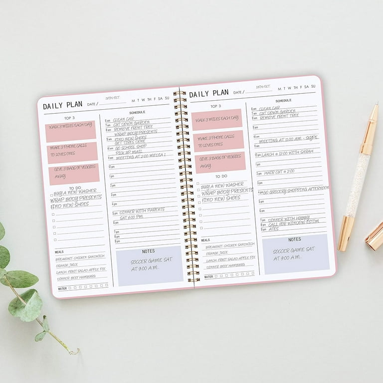 Daily Planner Notebook Agenda with To-Do List Meals Notes Hourly