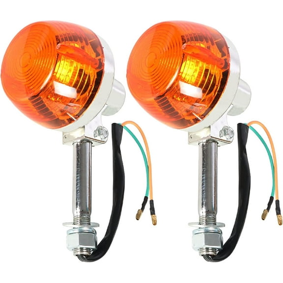 Pack of 2 Motorcycle Turn Signal Lights - Front Rear Blinker Indicator Light Amber Replacement for Honda C70 CT70 CT90 XL100 CB350