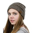 thumbnail image 4 of NYfashion101 Exclusive Unisex Two Tone Warm Cable Knit Thick Slouch Beanie Cap - Camel/Gy/Bk, 4 of 4