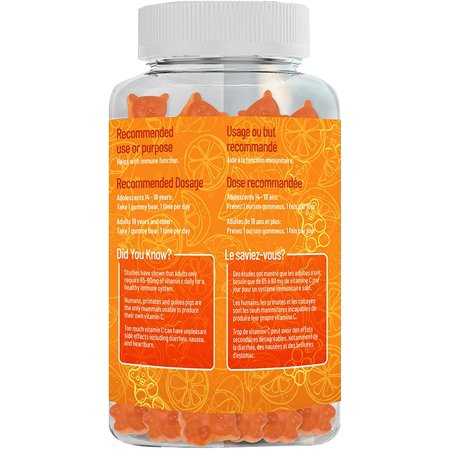 Sugar Free Vitamin C Gummies - 80mg Vitamin C per Gummy Bear - Supports