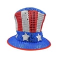 thumbnail image 2 of Nicky Bigs Novelties Adult Large Uncle Sam Top Hat Red Silver Blue Sequin Patriotic Costume Accessory, 2 of 5