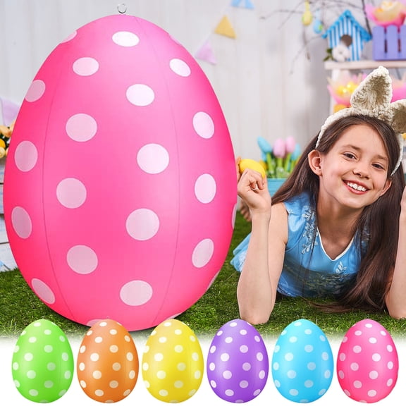 Aoznliie Inflatable Easter Eggs, Outdoor Yard Garden Decorations, Large 18.5 Inch Colorful Easter Party Decor for Kids, Spring Holiday Inflatables (50 cm)