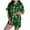 Green, variant on Women's Christmas Pajama Sets Snowflake Santa Print Short Sleeve Button Down Shirt and Shorts 2 Piece Pjs Soft Sleepwear Nightwear S-XXL