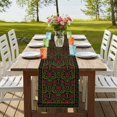 thumbnail image 4 of Table Runners 72 Inches Long Dress Scarves, Vintage Red Roses Farmhouse Kitchen/Dining Table Runner, Coffee Tablerunners, Abstract Art Floral Green Leaves 14x72 Inch, 4 of 9