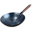 thumbnail image 1 of Sartén Wok Wok Antiadherente Utensilios de Cocina a Gas Cocina General Sartenes Wok Mango de Madera Wok de Hierro 38cm, 1 of 9