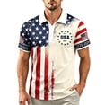 thumbnail image 3 of Zimjoy 250th Anniversary USA Men's Golf Polo Shirt Quick Dry Breathable Mesh USA Flag 1776-2026 Print Short Sleeve Shirt for 4th of July Beige S, 3 of 6
