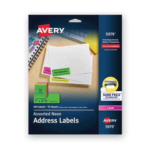 Avery Avery HighVisibility Permanent Laser Id Labels, 1 X 2 58, Asst