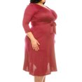 thumbnail image 5 of Women's Plus Size Solid 3/4 Sleeve V-neck Faux Wrap A-line Dress with Waist Tie(Pack of 2), 5 of 7