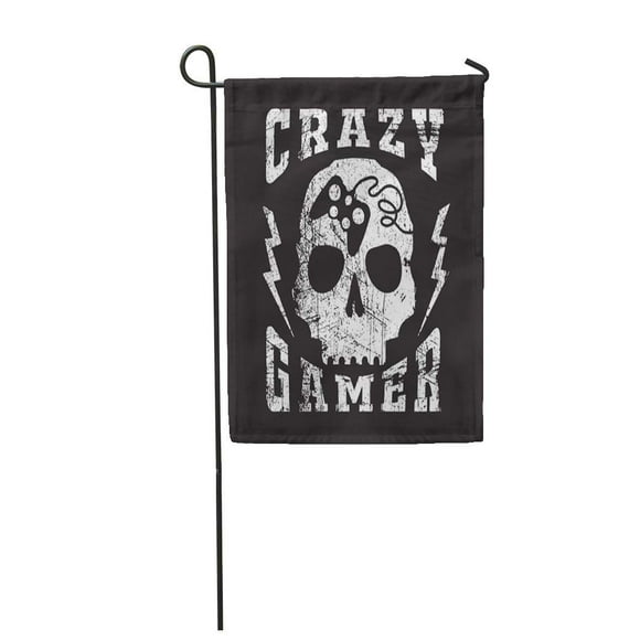 POGLIP Gaming Skull Gamer Graphics Rock Badge Lettering Old Retro Garden Flag Decorative Flag House Banner 28x40 inch
