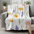 thumbnail image 2 of Pink Yellow Daisies Blanket Soft Cozy Warm Throw Blanket for Couch, Plush Fuzzy Flannel Fleece Blankets for Sofa, Spring Farmhouse Botanical Floral Bed Blankets Lightweight Gifts for Women, 32"x48", 2 of 9
