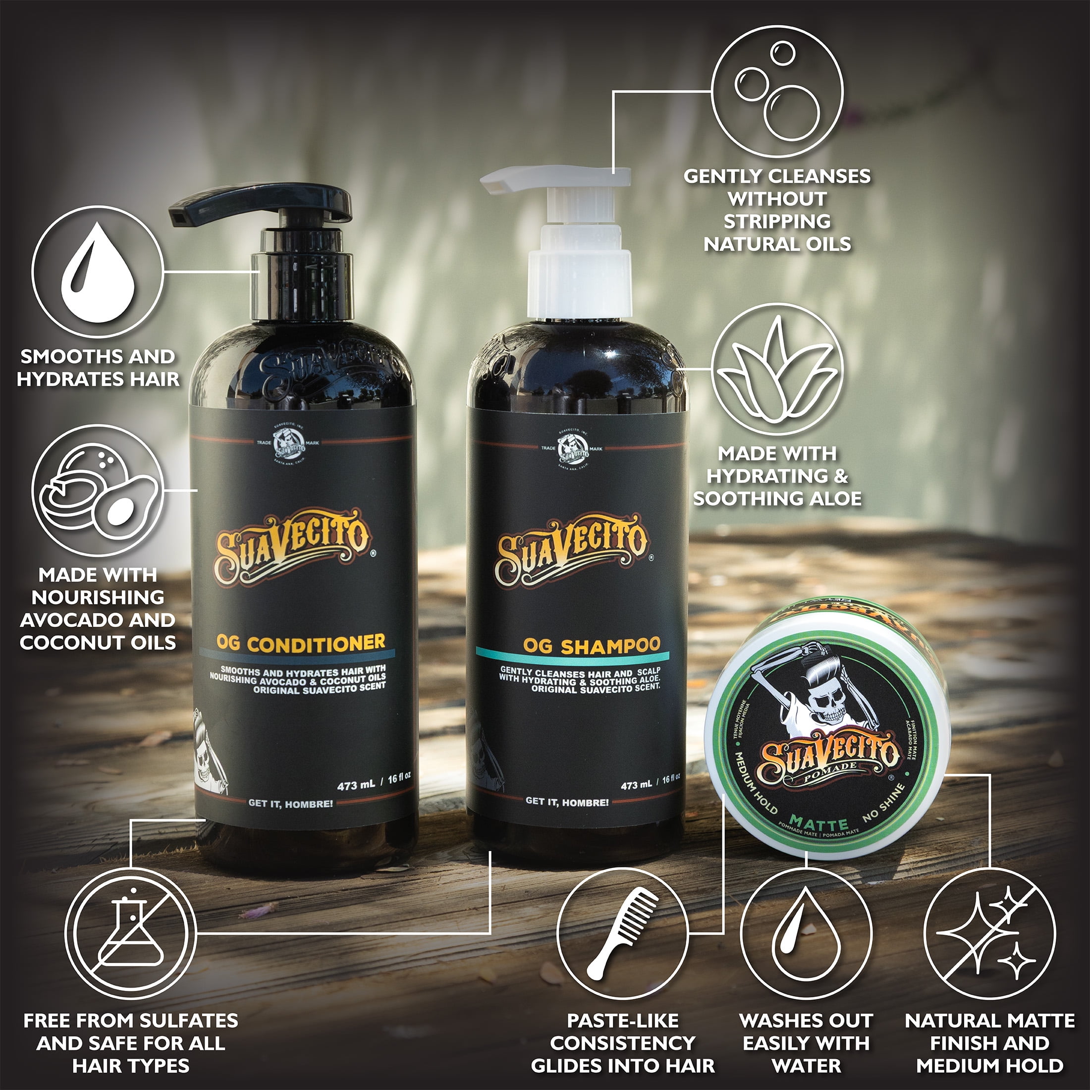 Suavecito Original Hold Hair Care Gift Set, for All Hair Types