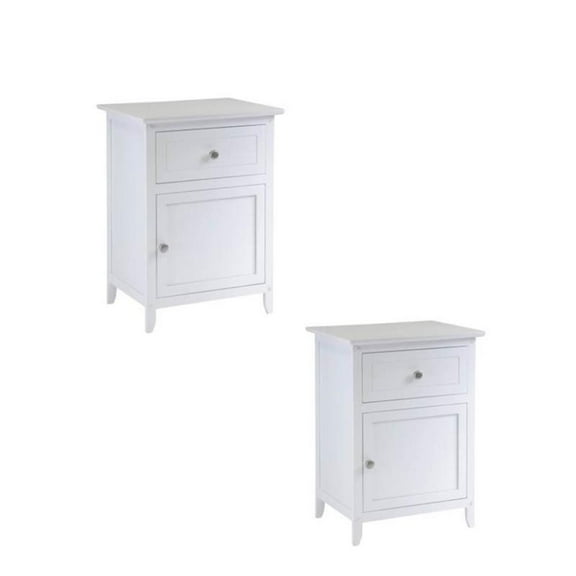 Set of 2 Nightstand in White