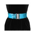 thumbnail image 4 of INSPIRE CHIC Women's Shining Wide Waist Belts Interlock Buckles Sequins Decor Stretchy Belts 2PCS Blue, 4 of 6