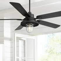 Casa Vieja 60" Ridgeline Barn Indoor Outdoor Ceiling Fan 5 Blade LED Light Remote Control Matte Black Finish Bedroom Patio