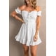 thumbnail image 1 of ABPHQTO Vestido corto con volantes y hombros descubiertos con detalle de corsé blanco para mujer, 1 of 5