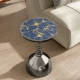 thumbnail image 5 of 24/7 Shop At Home Enric Modern Metal Accent Side Table with Round Tabletop, Living Room End Table, Black with Floral Print, 5 of 10