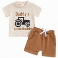 thumbnail image 4 of Kaprioy Toddler Baby Boy Summer Clothes Funny Letter Daddy's Little Buddy Tractor T Shirt Elastic Waist Pockets Shorts Set 2 Piece Outfit Toddler Baby Boys Summer Outfits Baby Boys' Clothing Sets, 4 of 8