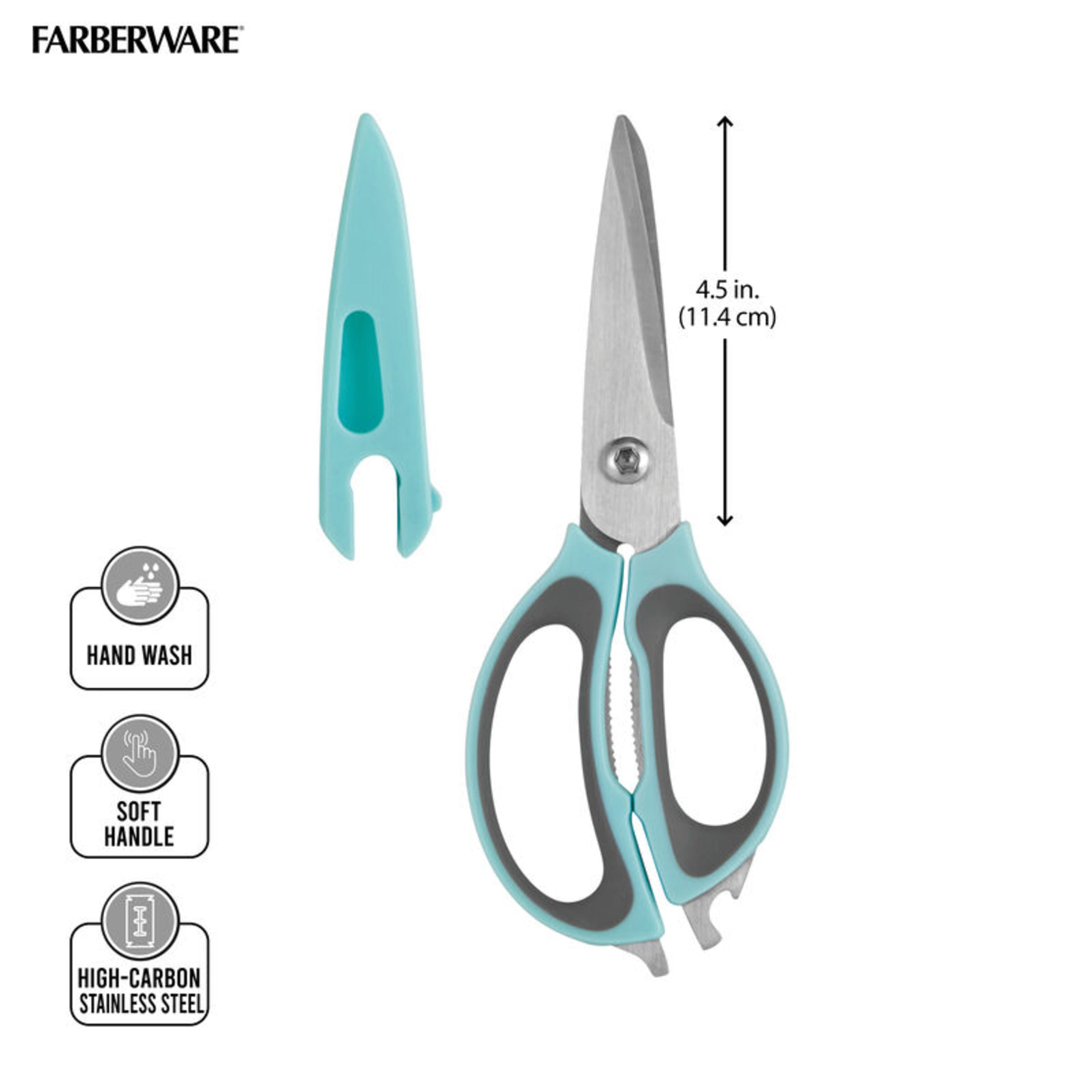 Farberware 4-In-1 Kitchen Shears, 2-Piece, Black And Gray