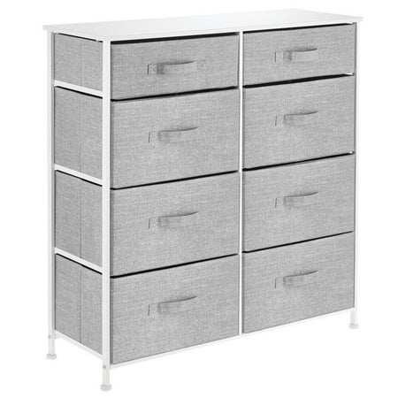 mDesign Vertical Furniture Storage Tower with 8 Fabric Drawer Bins